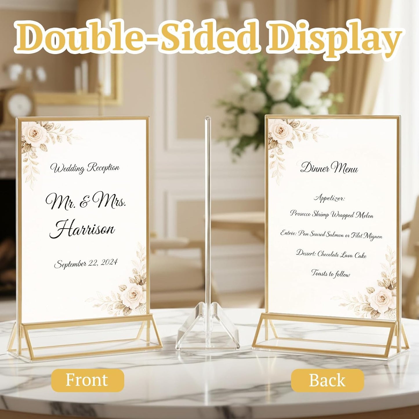 Acrylic Sign Holder / 5 x 7 / Gold Inch / Set of 12