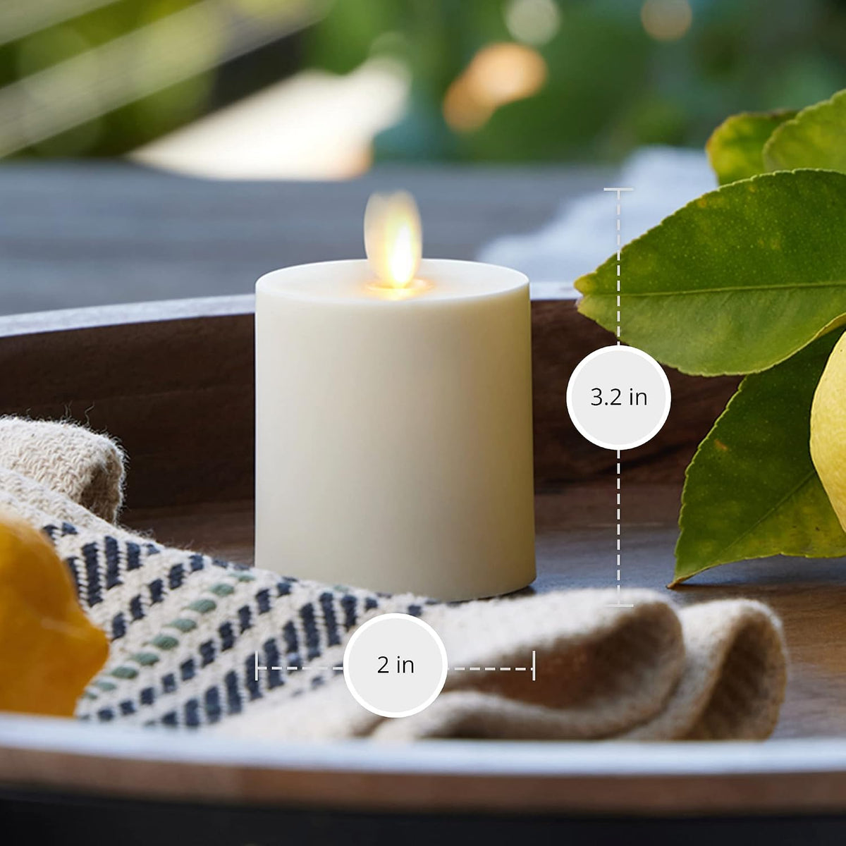 Luminara Outdoor Votive Flameless LED Candle, Pearl Ivory 2" x 3.2", Moving Flame Battery Operated Timer Remote Ready
