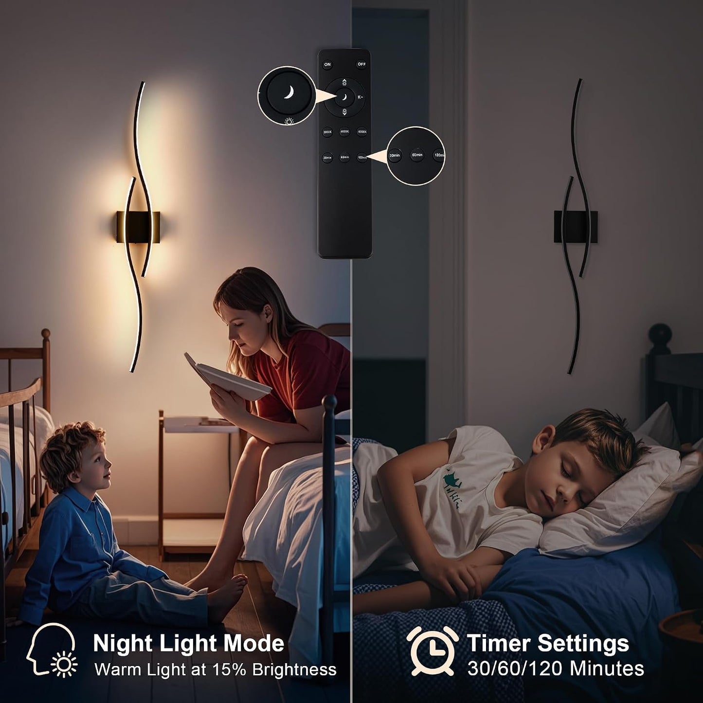 KARTOOSH Wireless Wall Sconces Set of 2, Dimmable LED Sconce with Remote | Battery Operated Wall Sconce with 3 CCT