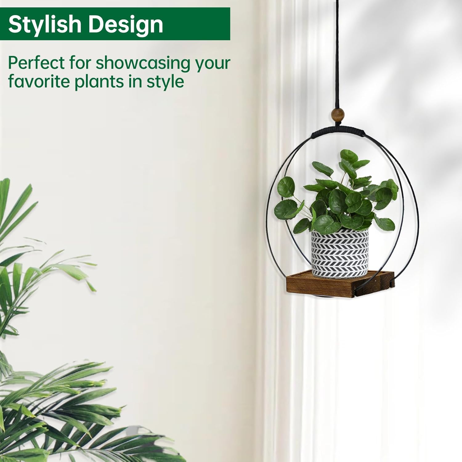 Modern Boho Macrame Plant Hanger / Black