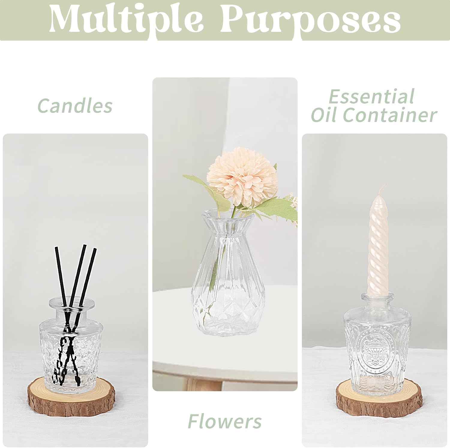 Glass Bud Vases-Small Vases for Flowers-Mini Bud Vases in Bulk -Vintage Vases / Set of 12