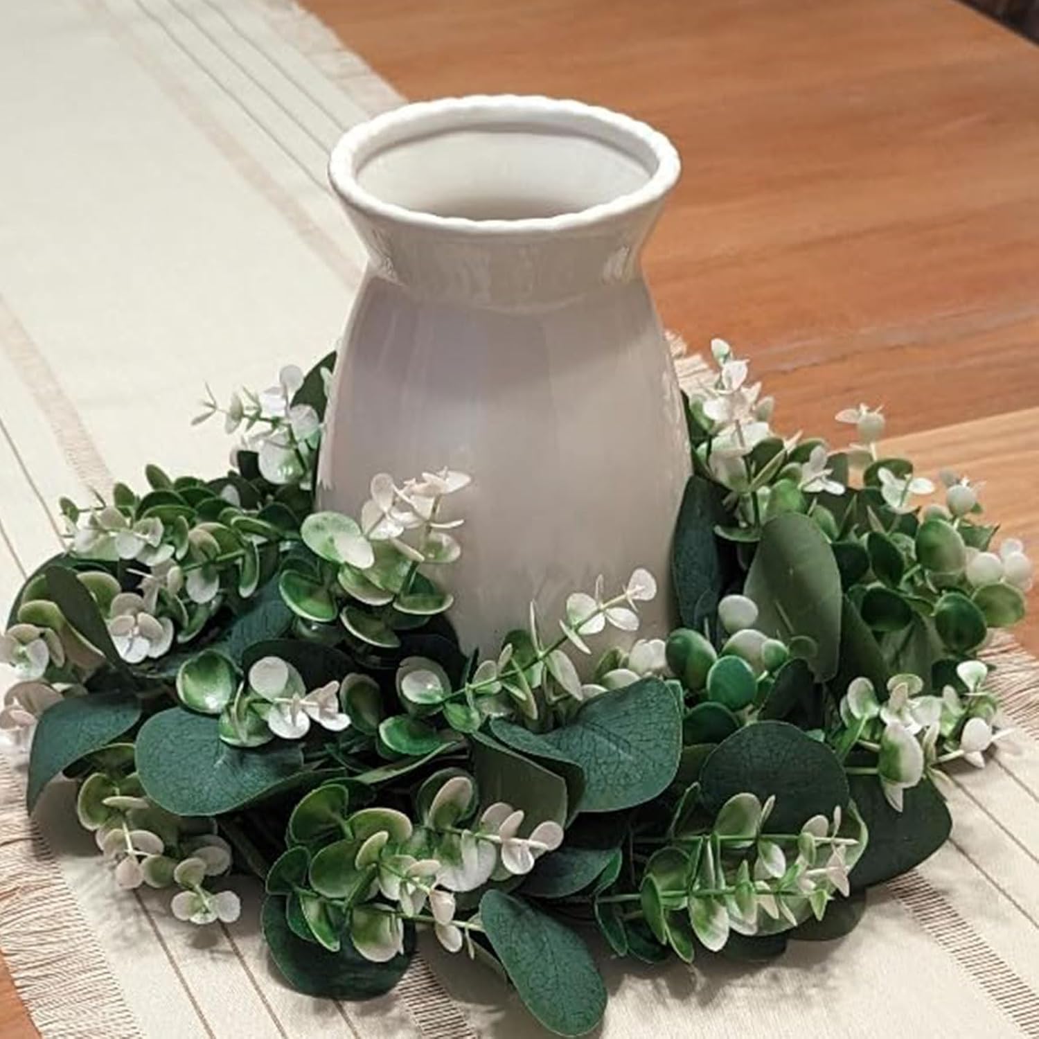 Modern Vases / White Flower Vase- Ceramic Vase for Decor / White-7inch