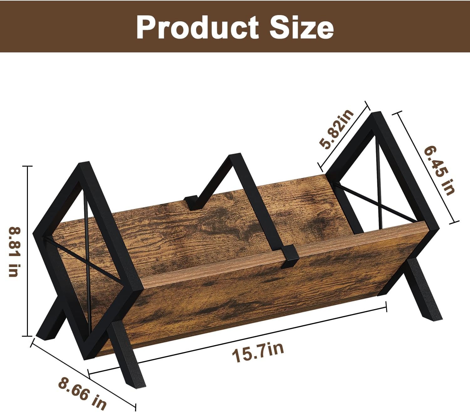 YINMIT Wood Desktop Bookshelf, Retro Tabletop Bookshelf, Desk Shelf for Top of Desk in Living Room, Home, Office