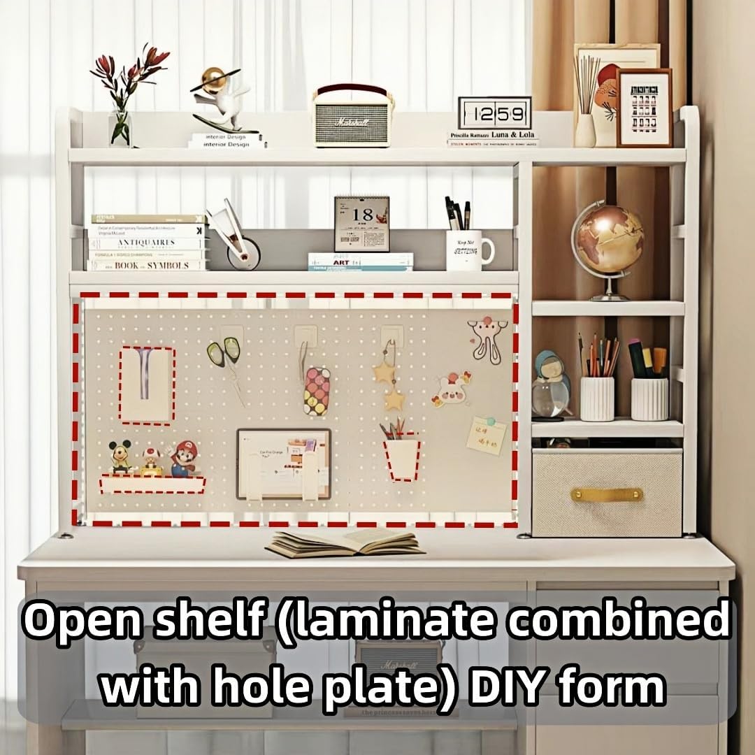 Desktop Bookshelf, pegboard Storage and Organization Rack, Dorm Desk Shelf, Desk Hutch, Desktop Storage for Office