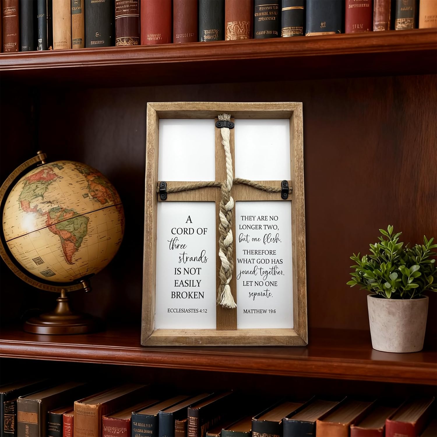 A Cord of Three Strands Wedding Sign Tie God's Knot Three Strands Braid Wall Decor / Routine-brown
