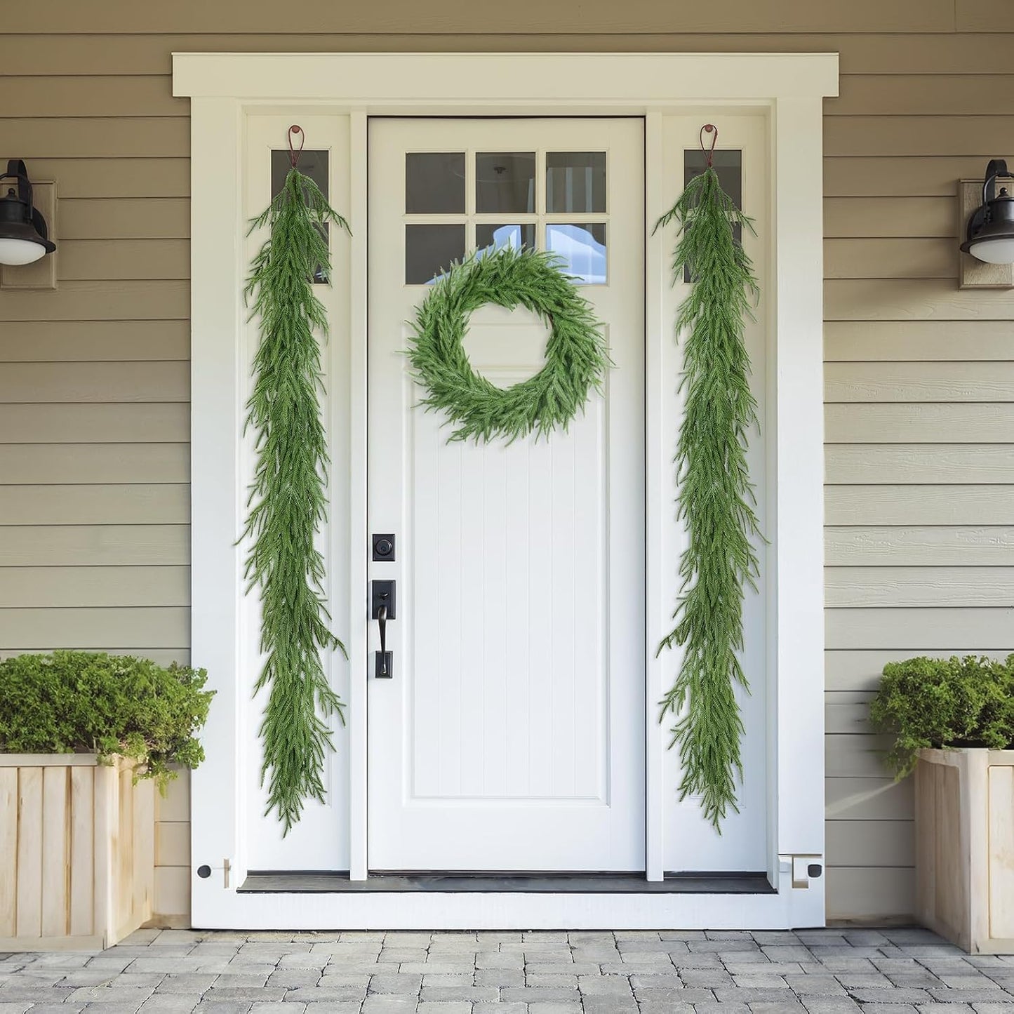 XmasExp Norfolk Pine Garland 9FT Real Touch Realistic Artificial Christmas Garland Decorations for Mantle Windows