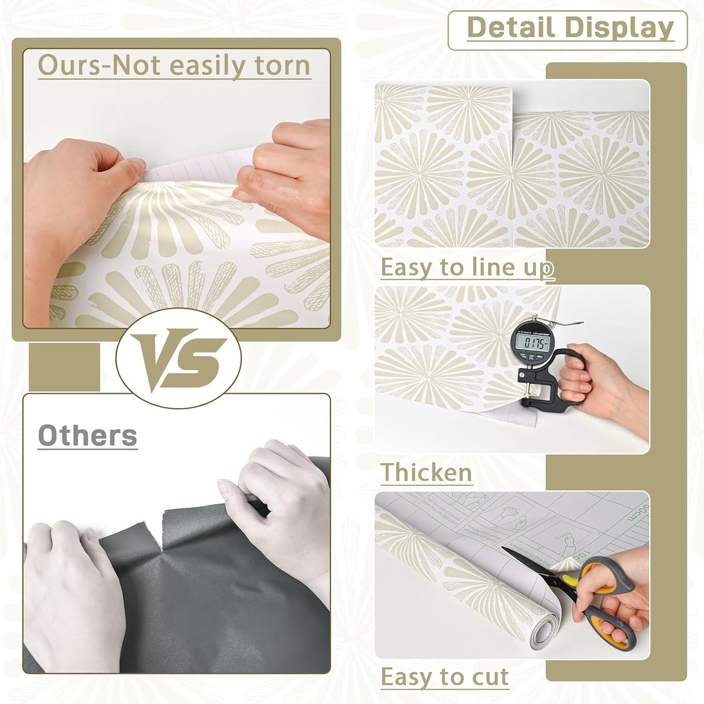 Modern Peel and Stick Wallpaper Boho Contact Paper Self Adhesive Removable Wallpaper / 17.3 x 197