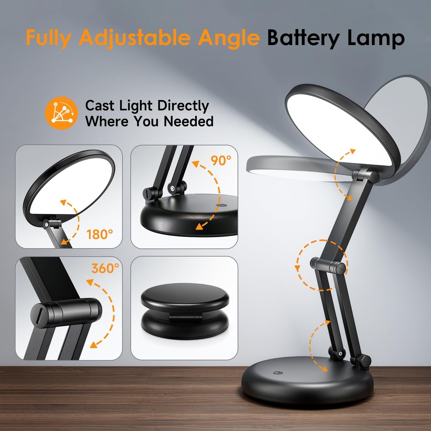 One Fire Cordless Lamp, 3600mAh Battery Operated Lamp, Rechargeable Lamp | 3600mAh Battery, 200H Use, 10 Brightness