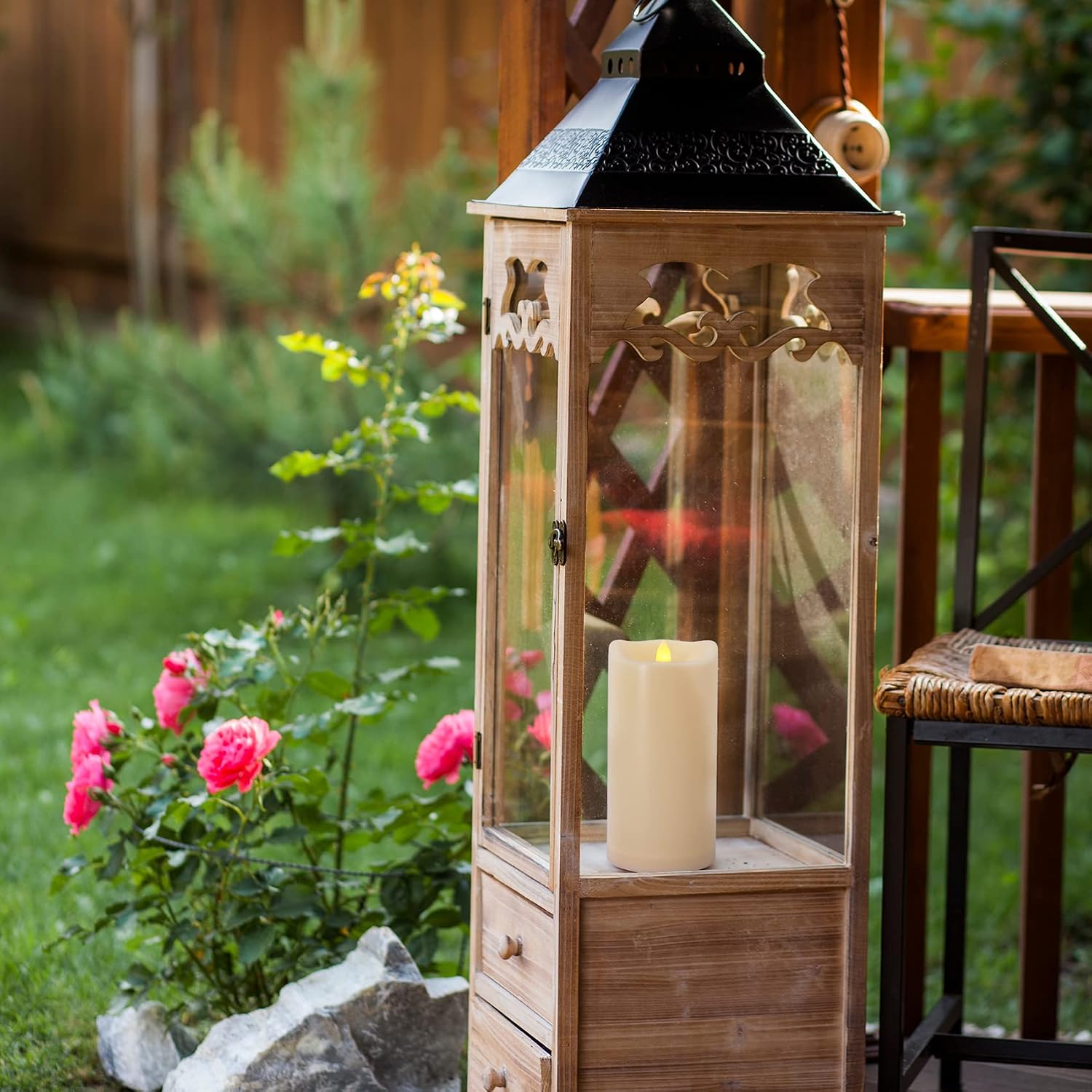 Large 10" x 4" Outdoor Waterproof Flameless Candles with Remote and Timers, 1000 Hours Battery Operated LED Flickering