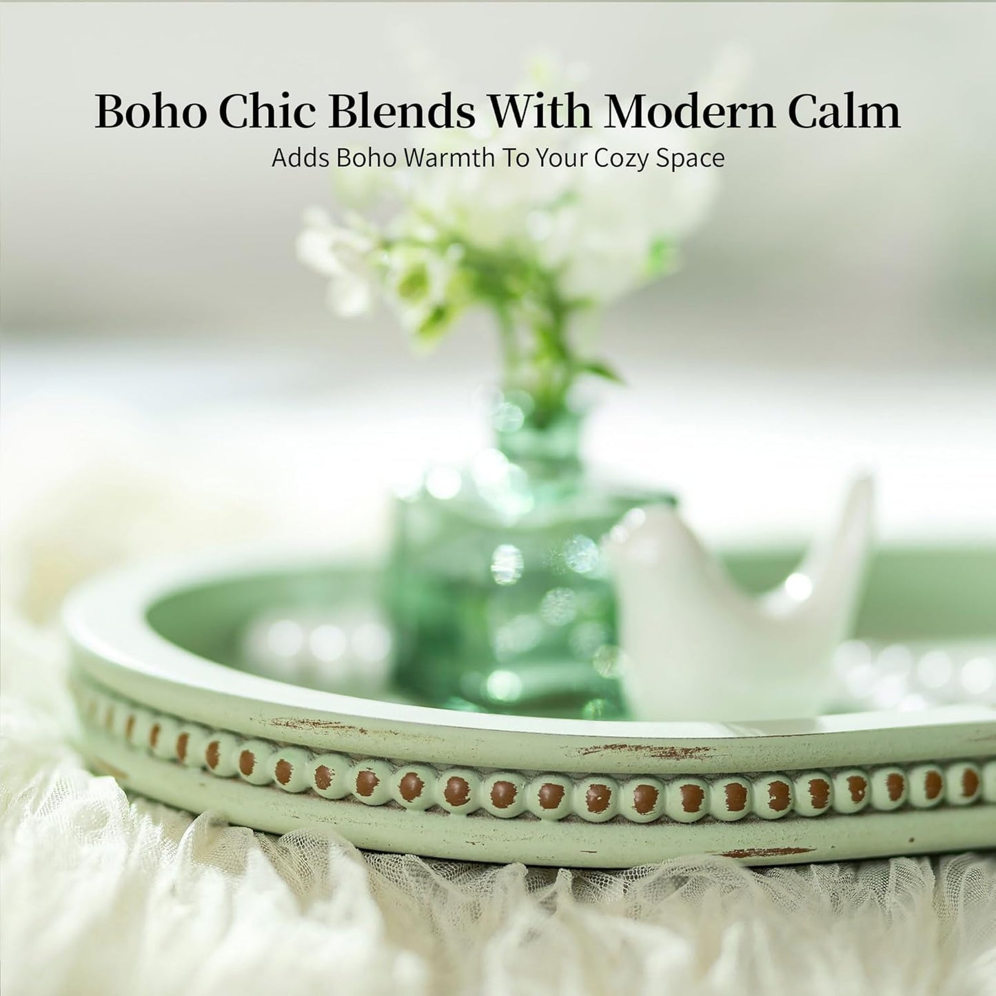 Decorative Trays / Oval Bathroom Trays / Sage Green