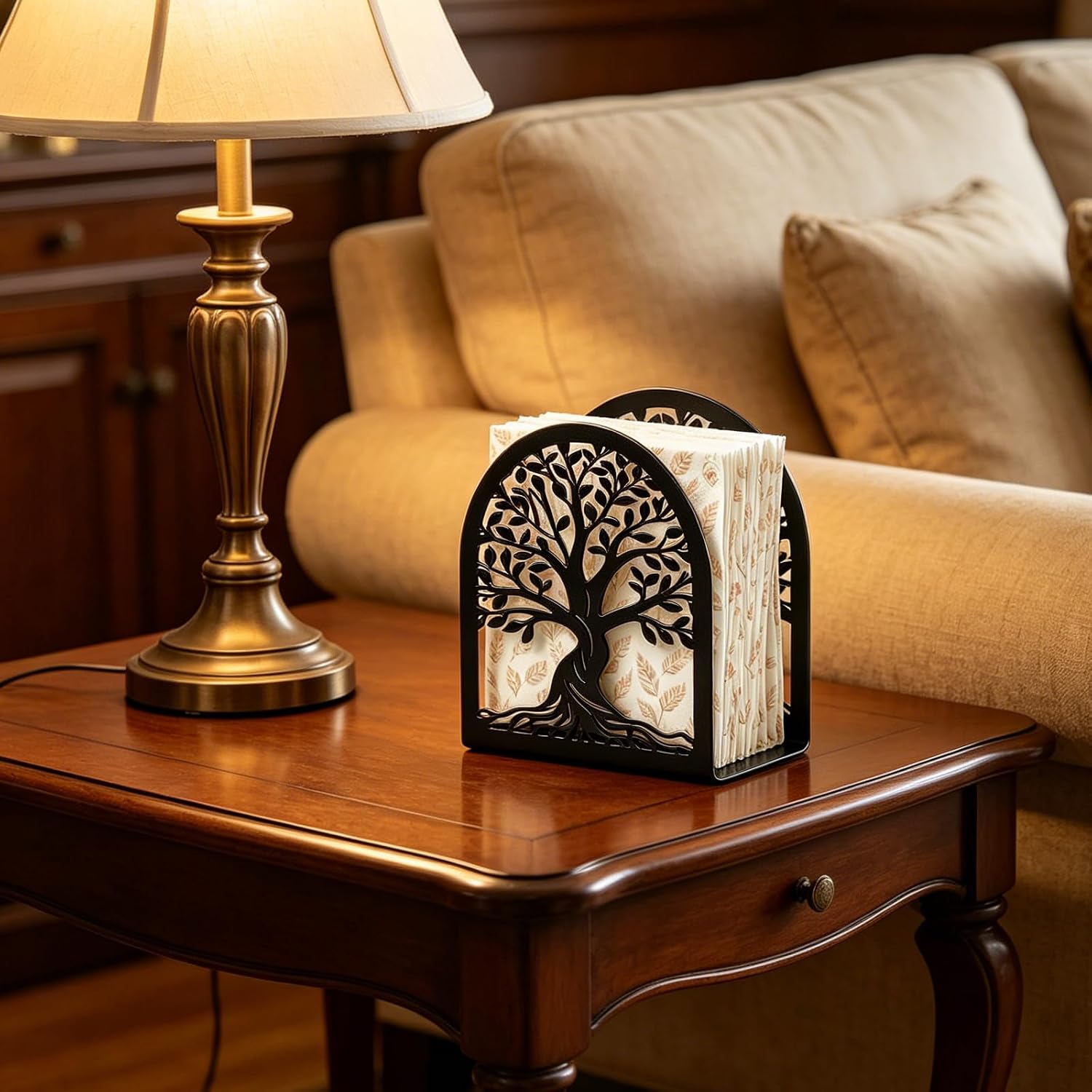 Napkin Holder / Tree of Life Decorative Metal Napkin Dispenser / Black