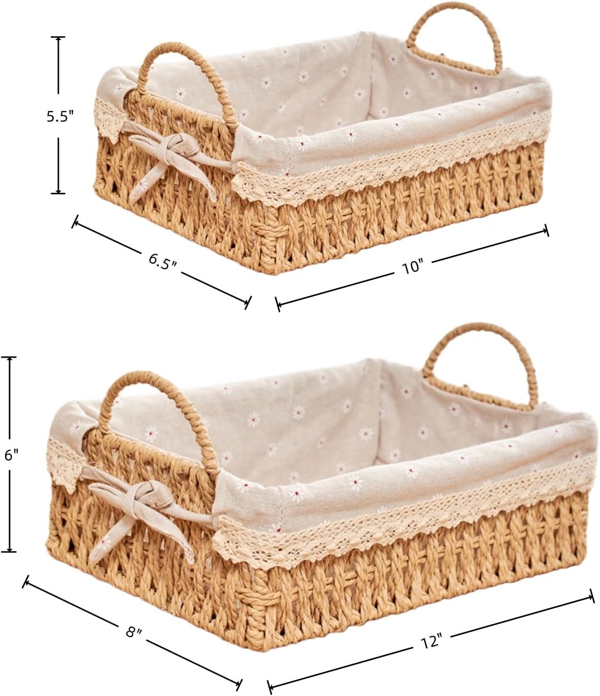 Decorative Woven Baskets / Beige-rectangluar