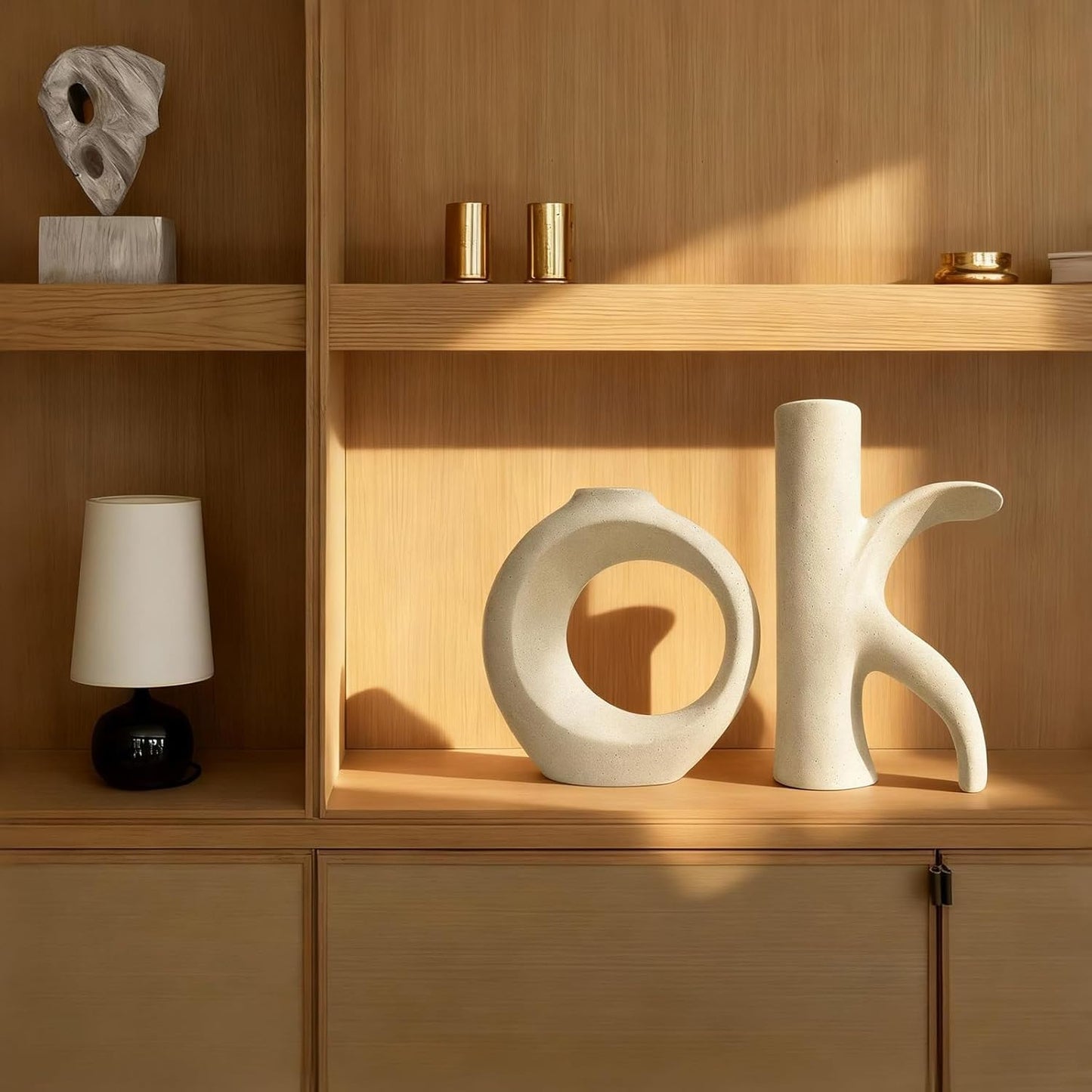 Assemble OK Ceramic Vase / Beige White / Set of 2