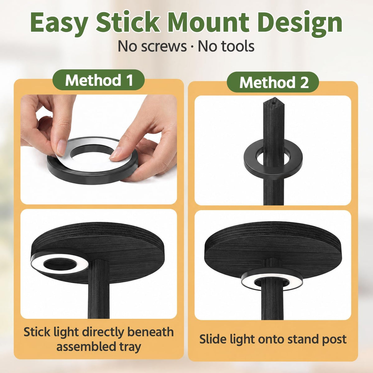 LASZOLA Wood Small Plant Stand Table Indoor Tall with Lights, 4 Tier Black | Corner Flower Pot Holder Rack for Multiple