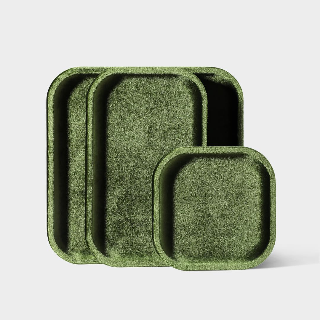 Resilient Velvet Jewelry Display Tray for Ring Earrings Bracelet Necklace / Olive Green / 7.9 x 4.7