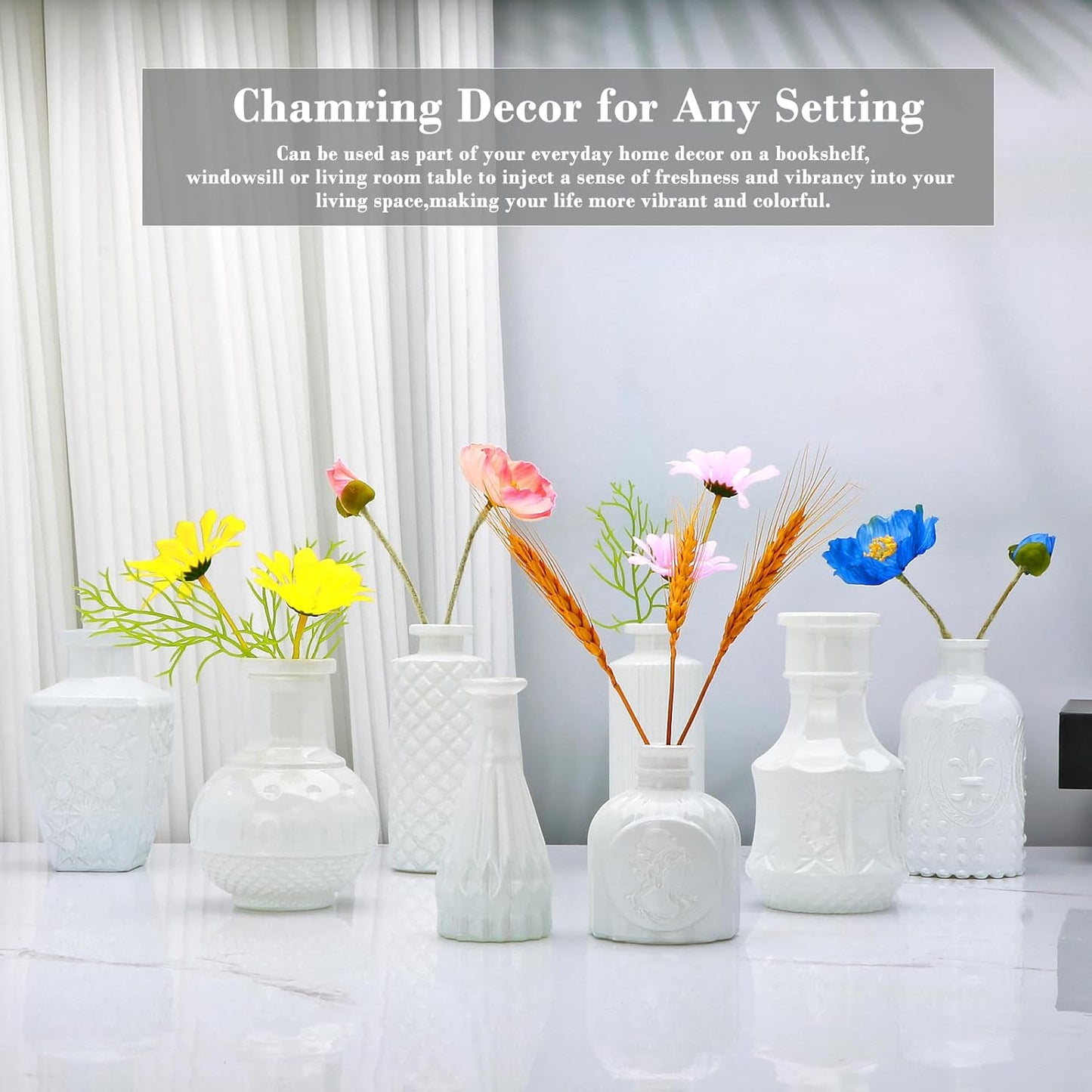 Glass Bud Vase in Bulk / White / Set of 8