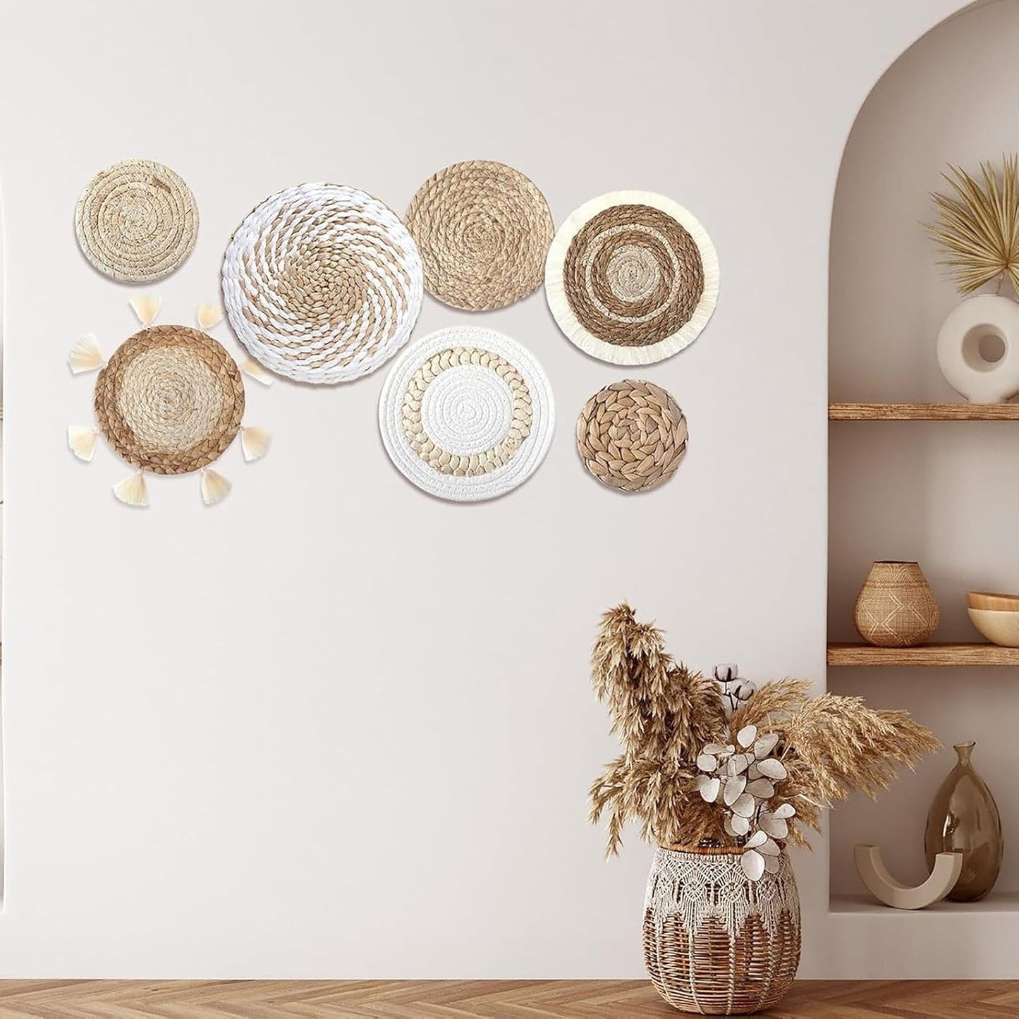 Hanging Woven Wall Basket Set / Set of 6