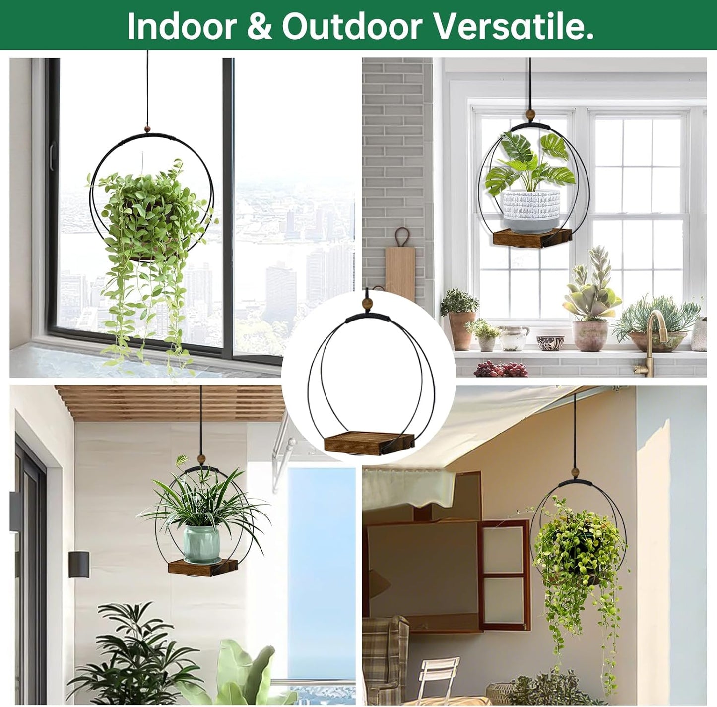 Modern Boho Macrame Plant Hanger / Black