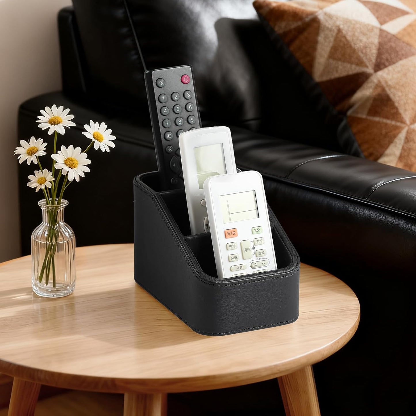 PU Leather Remote Control Holder / Black