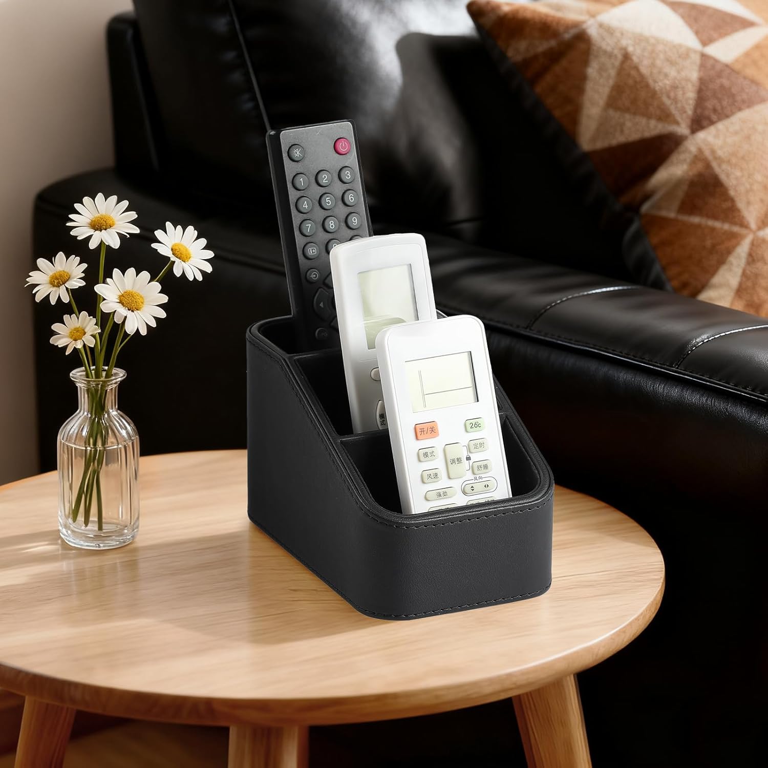 PU Leather Remote Control Holder / Black
