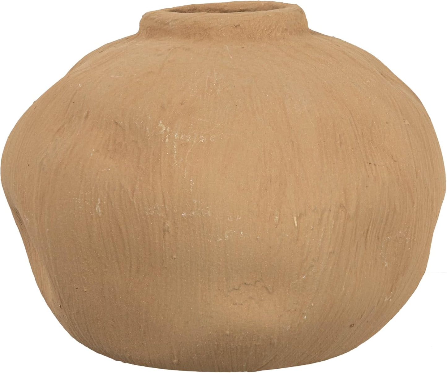 Pinched Organic Shape Terracotta Vase / Taupe / 6.5" Diameter x 5.5" H