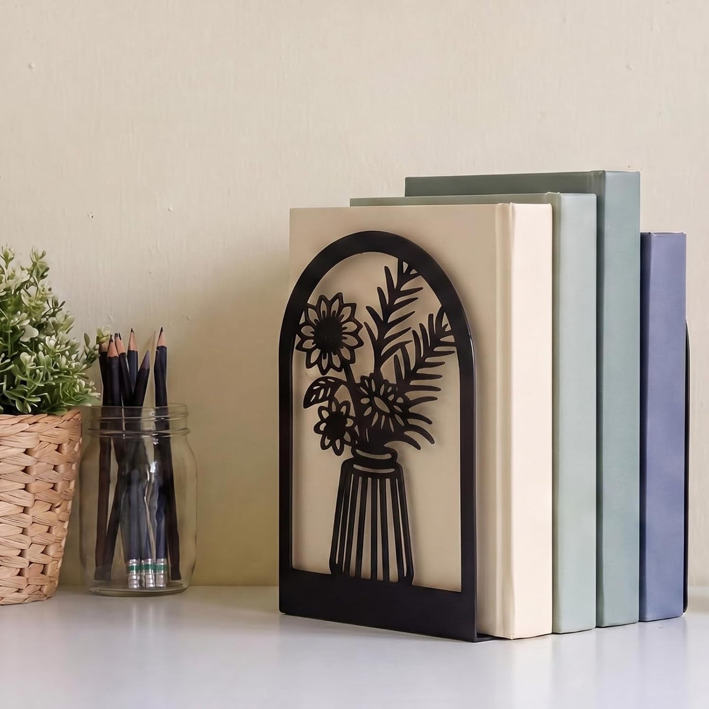 Metal Bookends / Black Modern / Set of 6