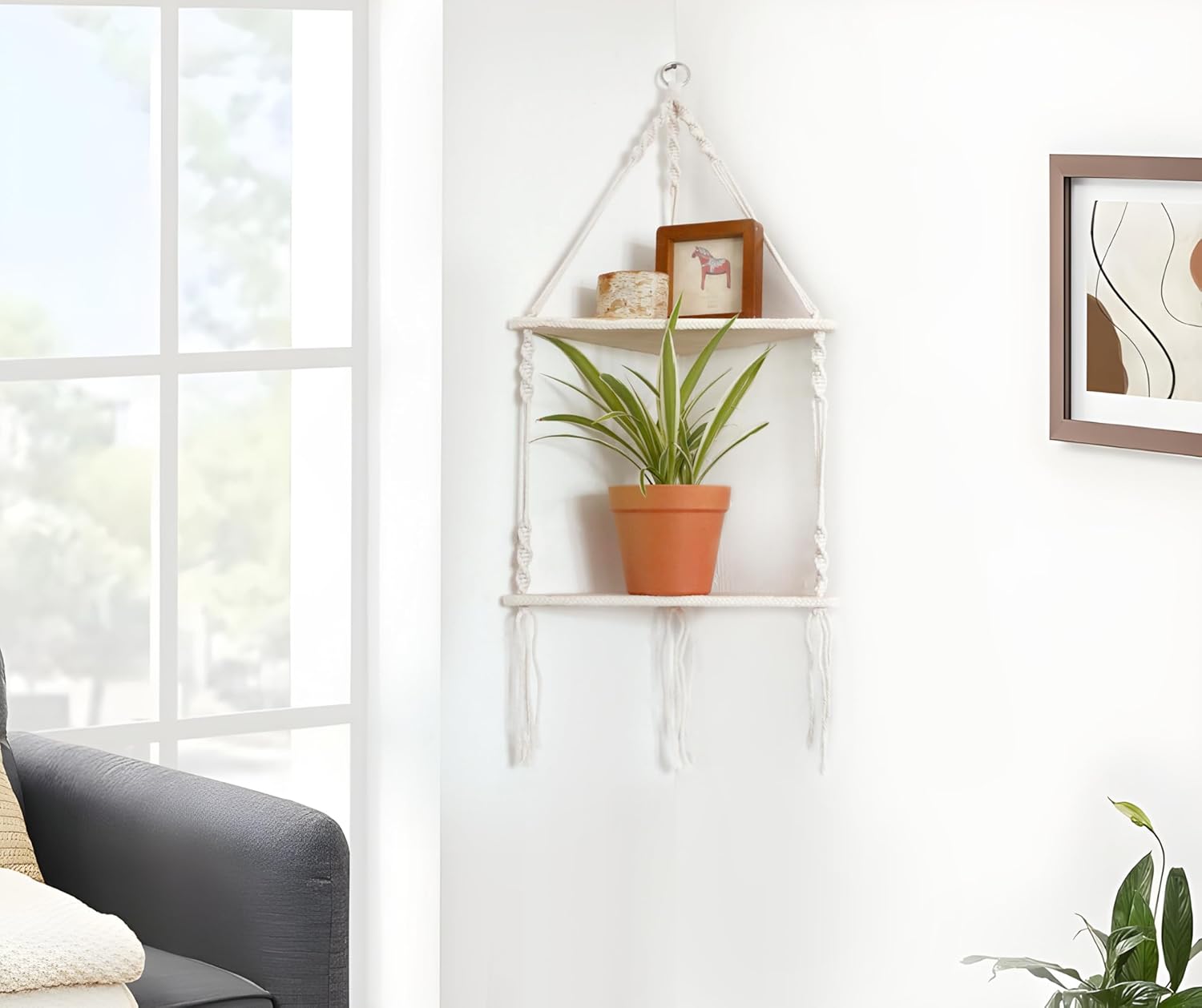 Rustic Wooden Plant / Beige - 2 Tier