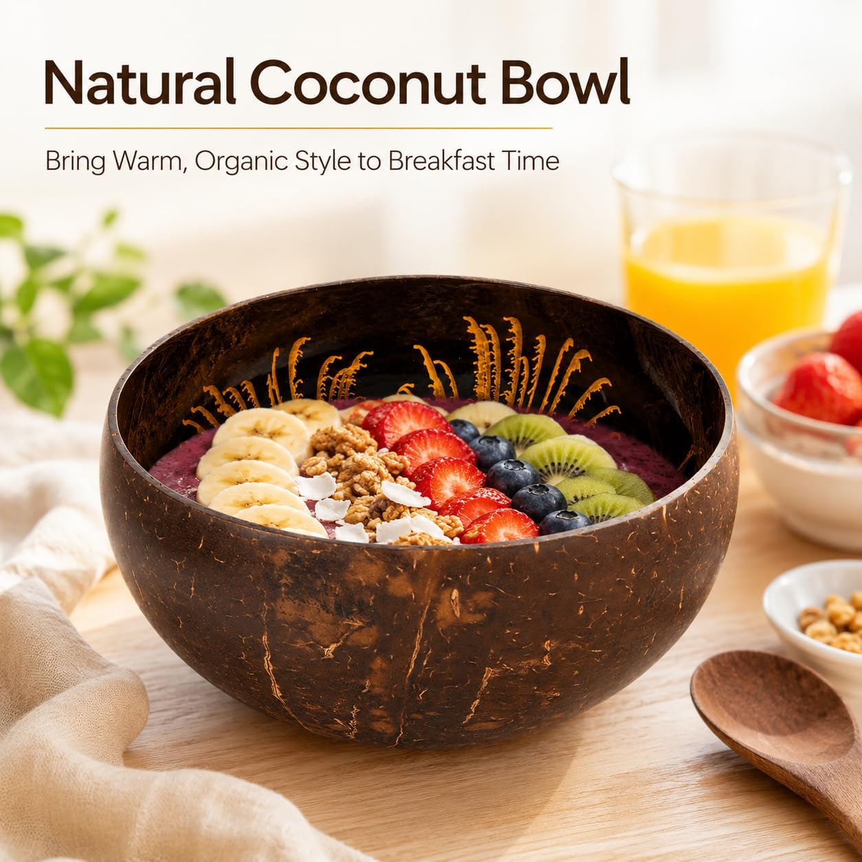 Coconut Bowl Mother of Pearl Inlaid Shell Key Bowls for Entryway Table Candy / A - Golden / Natural