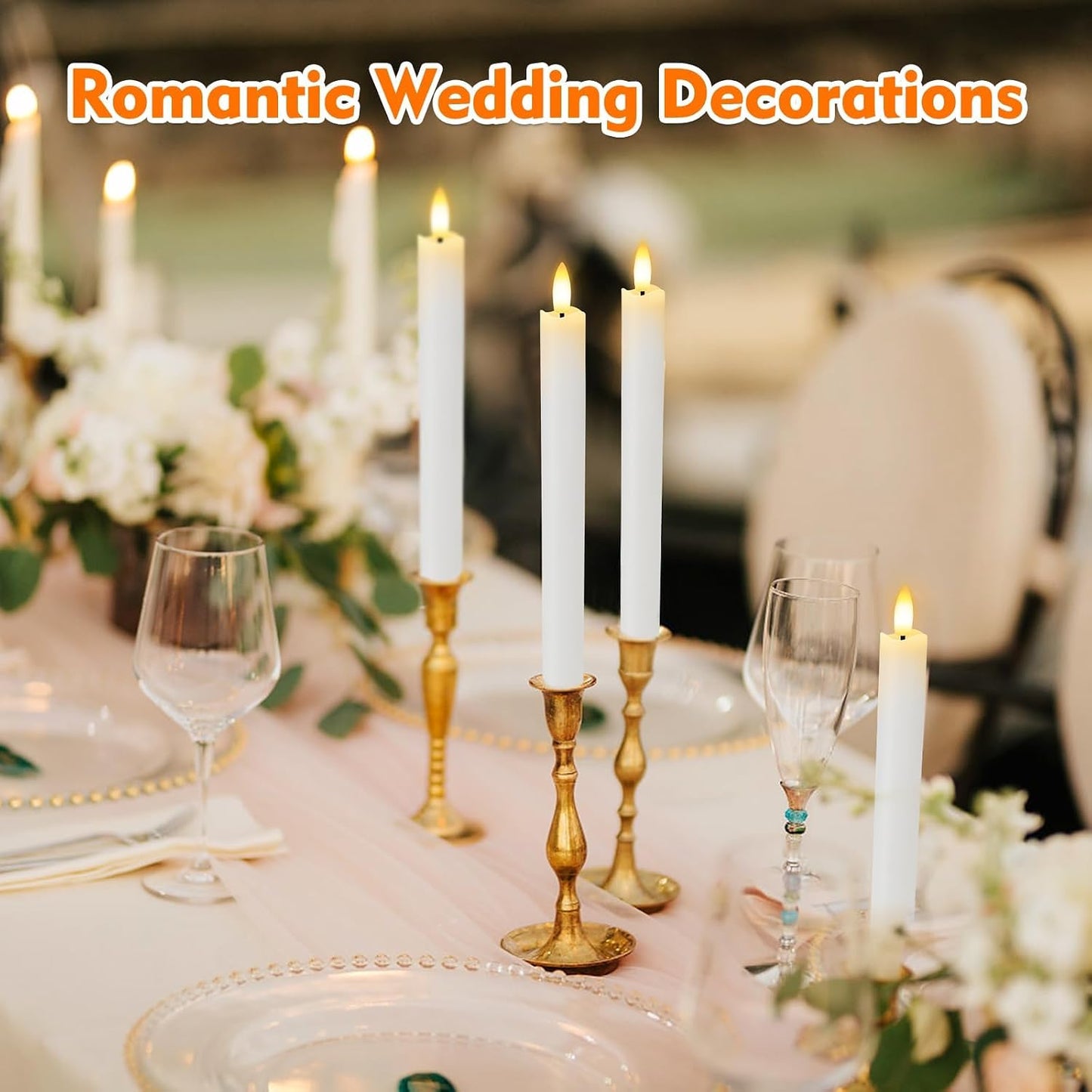 HINZER 6Pcs Flameless Taper Candles with Remote, Fall Home Wedding Decor | Battery Operated Candles Flickering 9.6 inch