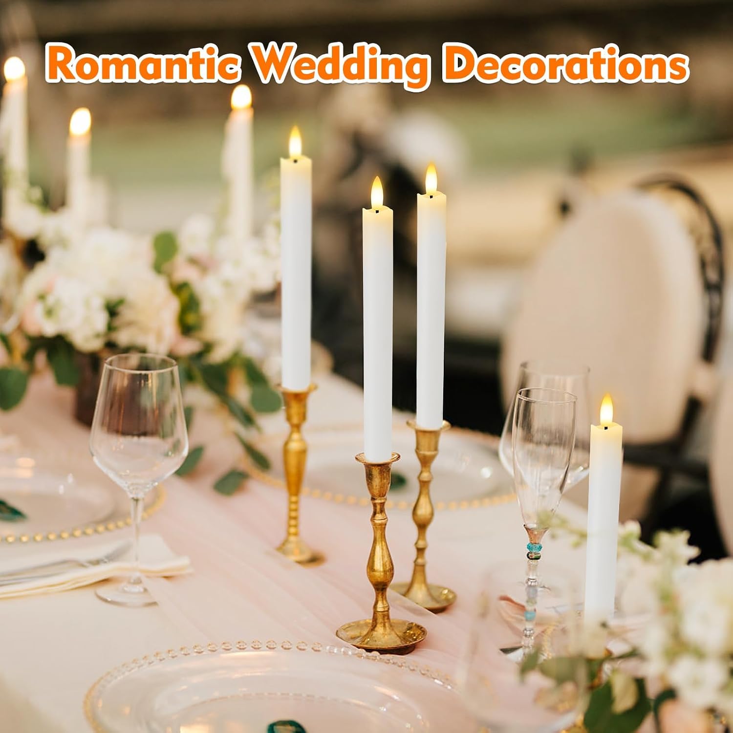 HINZER 6Pcs Flameless Taper Candles with Remote, Fall Home Wedding Decor | Battery Operated Candles Flickering 9.6 inch