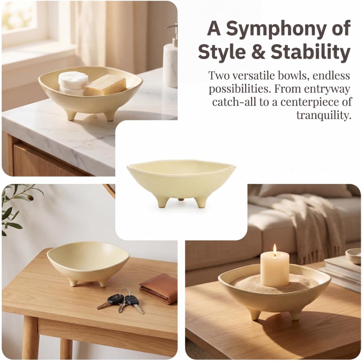 Ceramic Candle / Sand Holder / 8 Inch / Set of 2