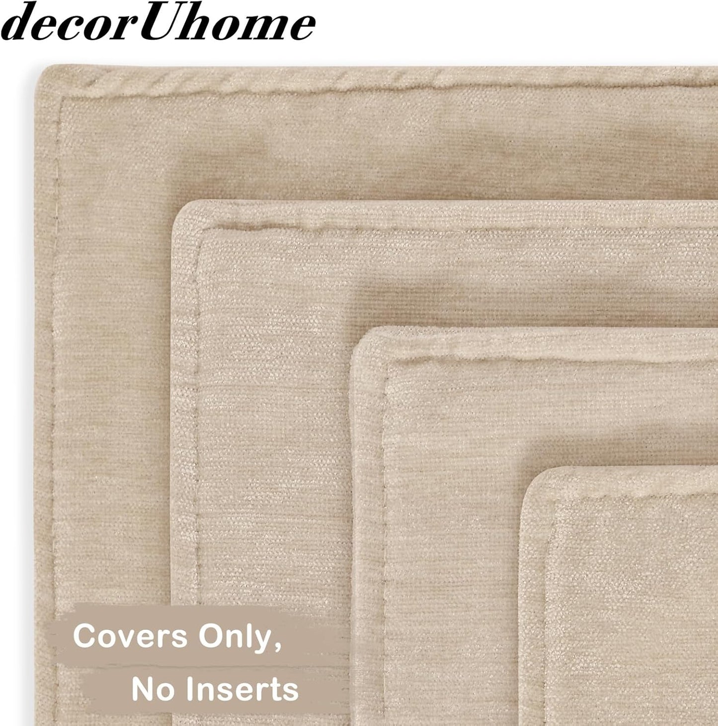 Decorative Soft Neutral Chenille Pillow Covers / Natural Beige / 18 x 18 / Set of 4