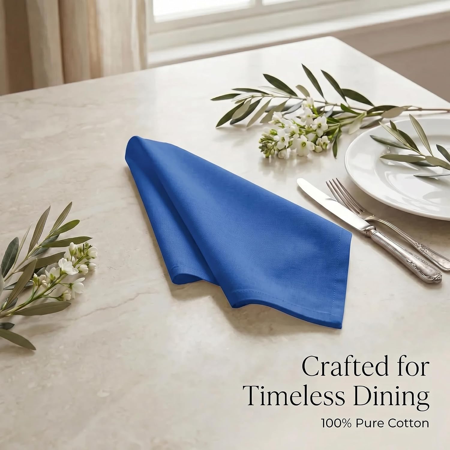 Urban Villa Cloth Napkins Cotton 20x20 (Set of 12) Royal Blue