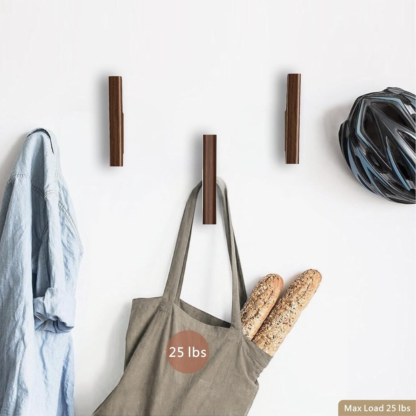 Rustic Coat Hooks / Walnut, Dark / Set of 4