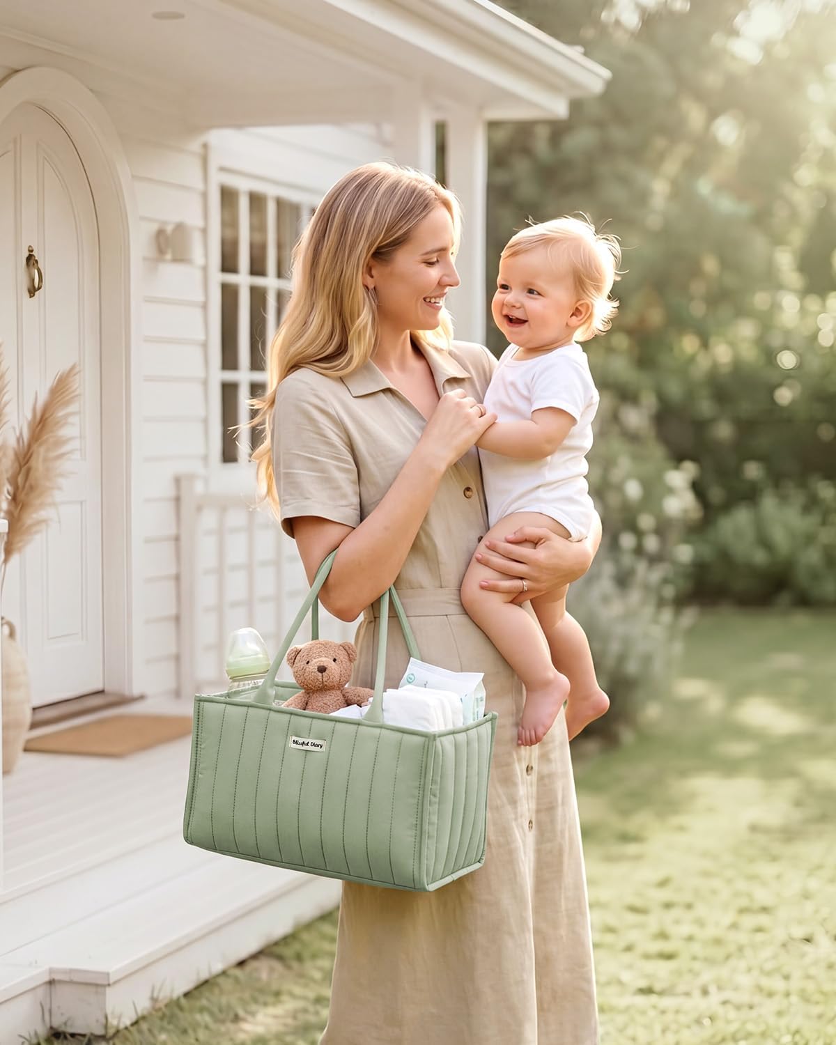 Baby Diaper Caddy Organizer / Sage Green