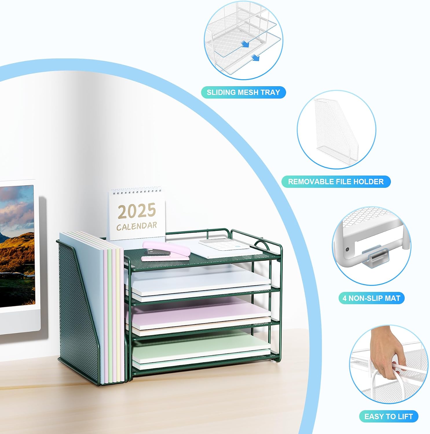 Spacrea Paper Organizer, Desk Organizers and Accessories for Desk with File organizer, Desk Accessories & Workspace