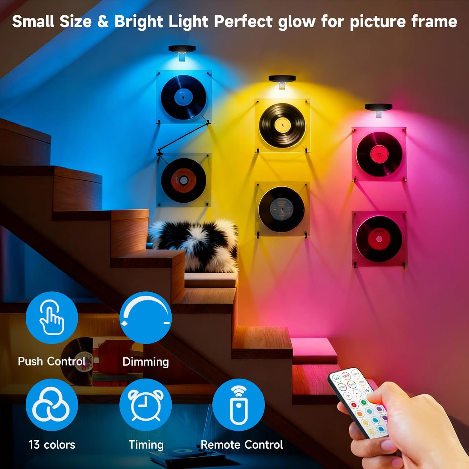 Rechargeable Picture Lights for Wall,Under Cabinet Lighting,1500mAh Rechargeable Battery Operated Picture Frame Lights