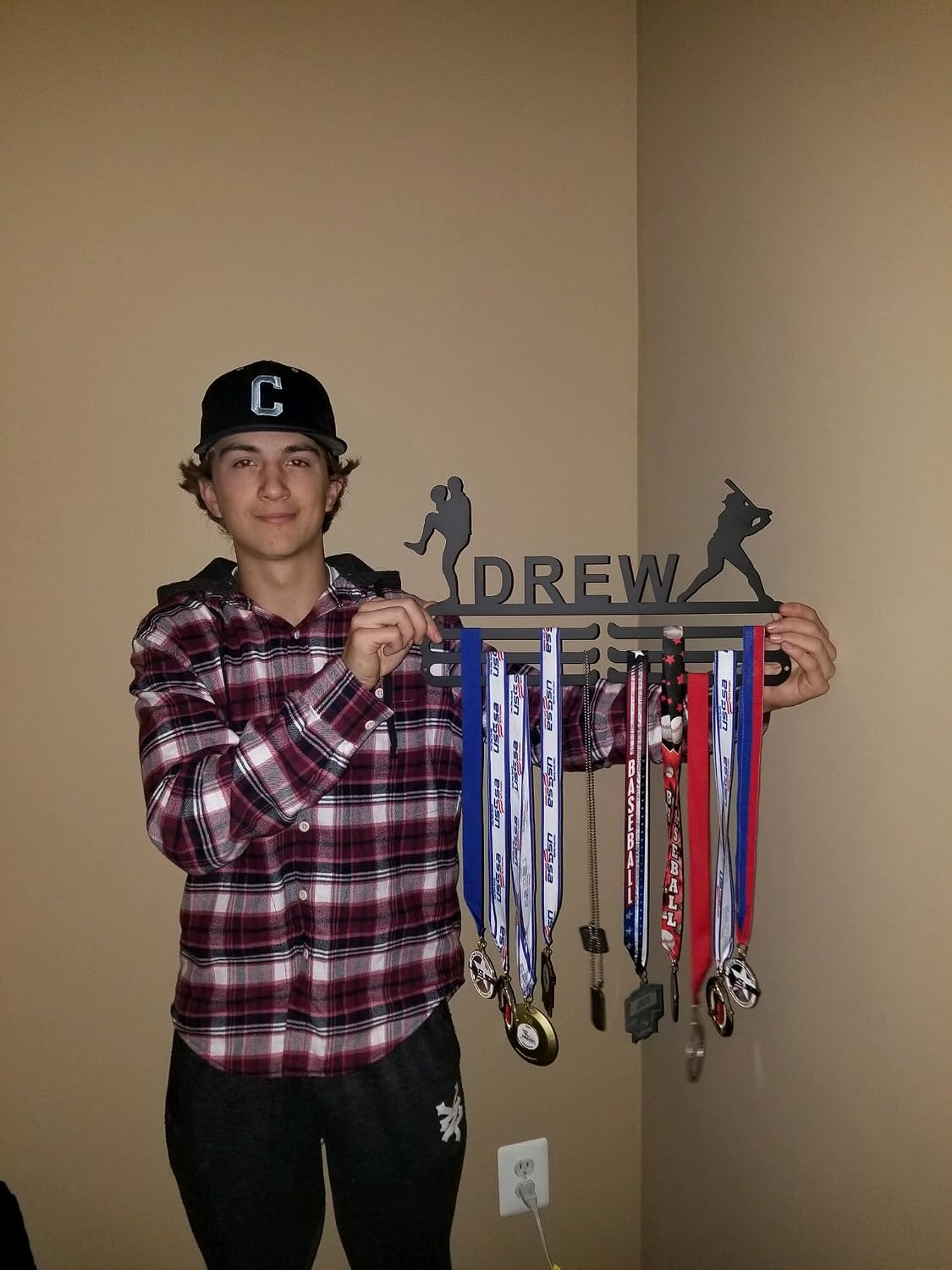 Athlete's Gift Shop Personalized Medal Display Hanger (Up to 2 Sports) - Durable Wall-Mounted Display for Awards