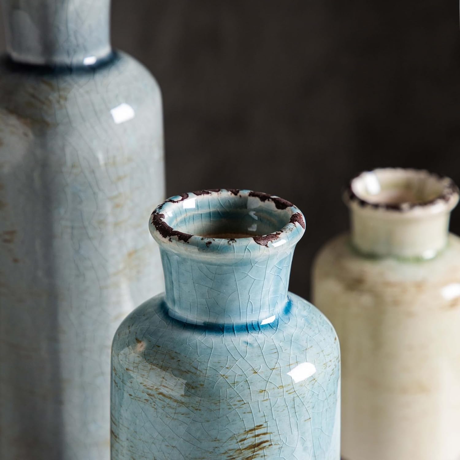 Ceramic Vase / Small Flower Vases / Multicolored / Set of 3