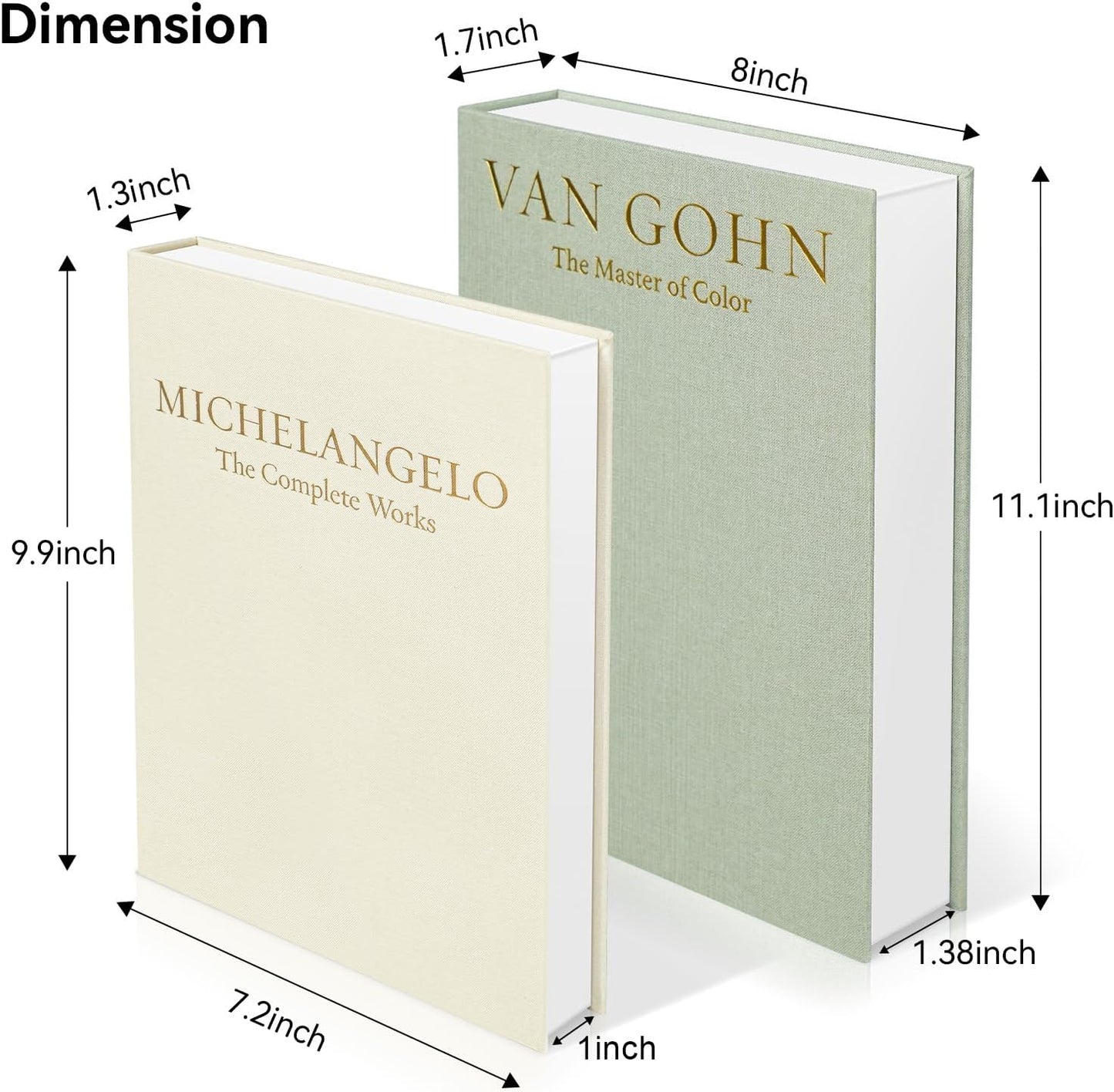 Minimalist Linen Hardcover Faux/Fake Books / Sage-beige / Artist / Set of 2