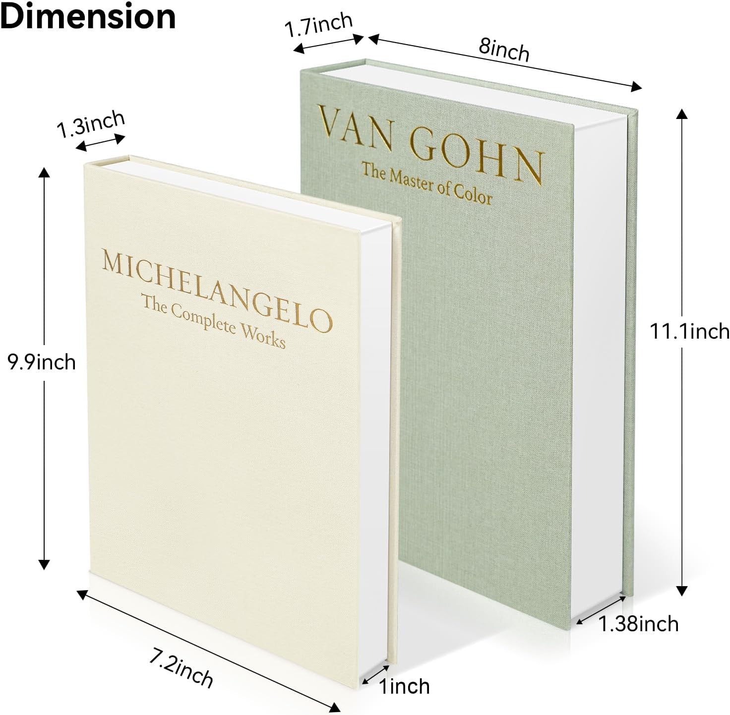 Minimalist Linen Hardcover Faux/Fake Books / Sage-beige / Artist / Set of 2