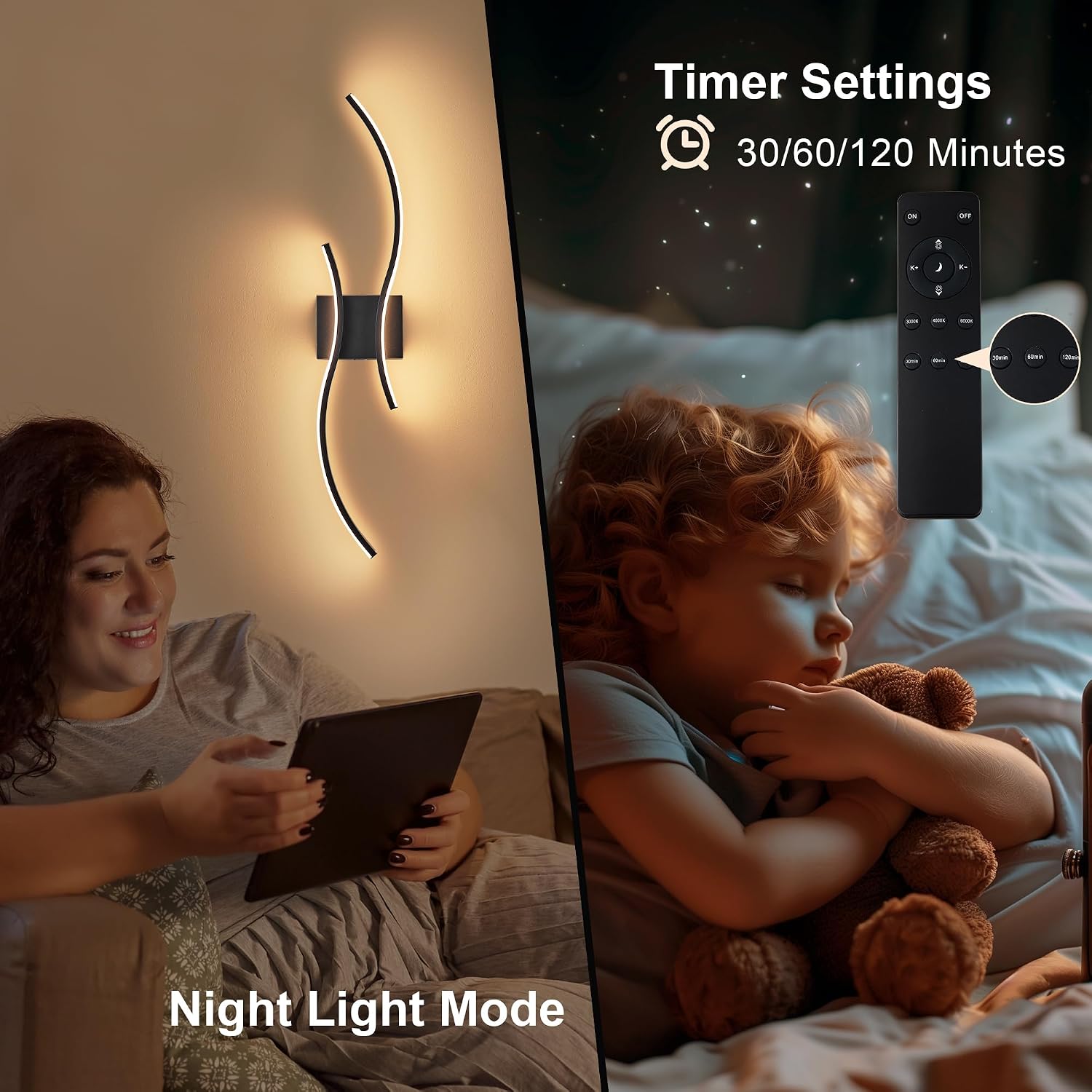 KARTOOSH Battery Operated Wall Sconce Set of Two with Remote Control | Wireless Wall Sconces with Stepless 3CCT &