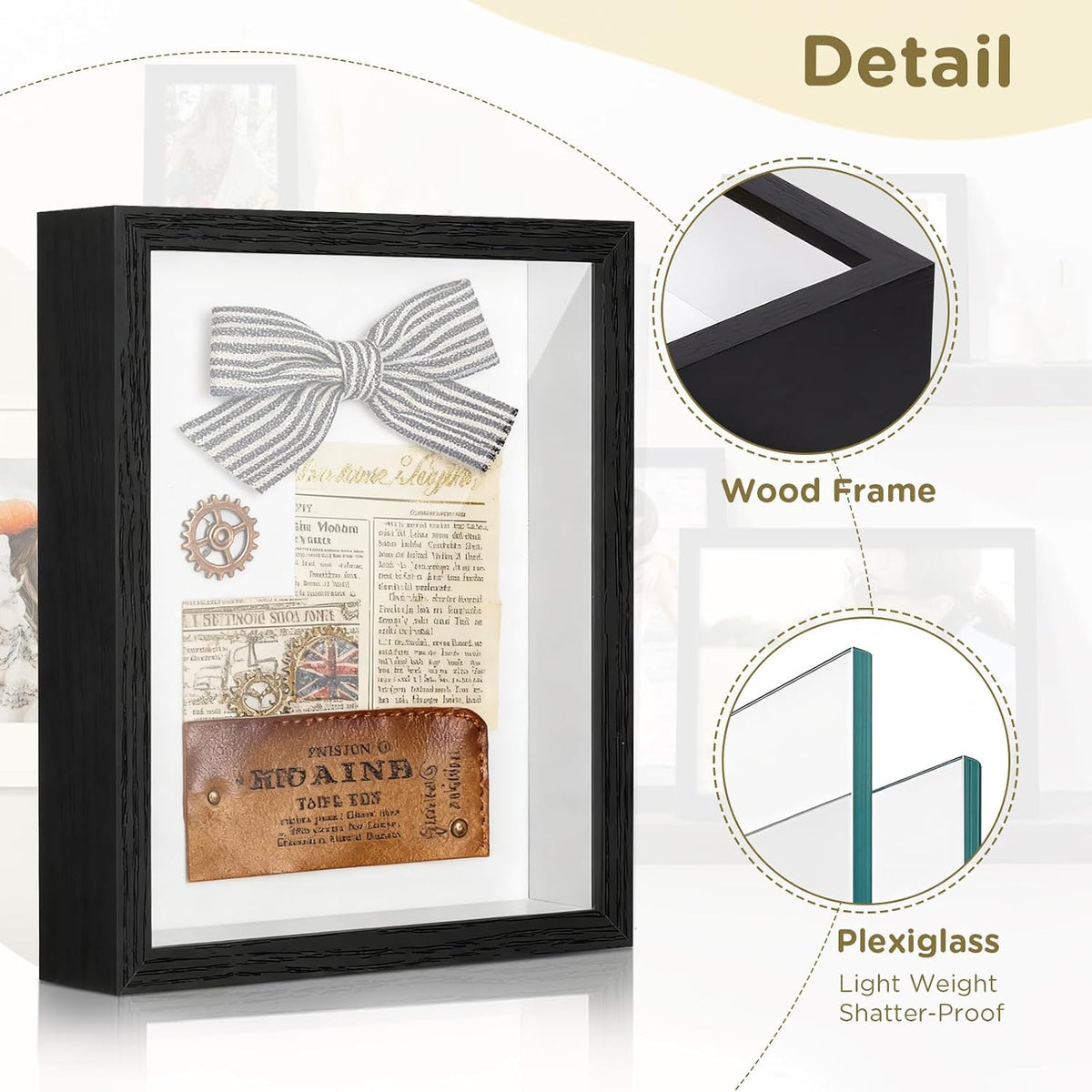 2 Pack Shadow Box Frame 11"x 14" - Wood Deep Shadowbox with Glass | Shadow Boxes Display Cases Suitable for Photos
