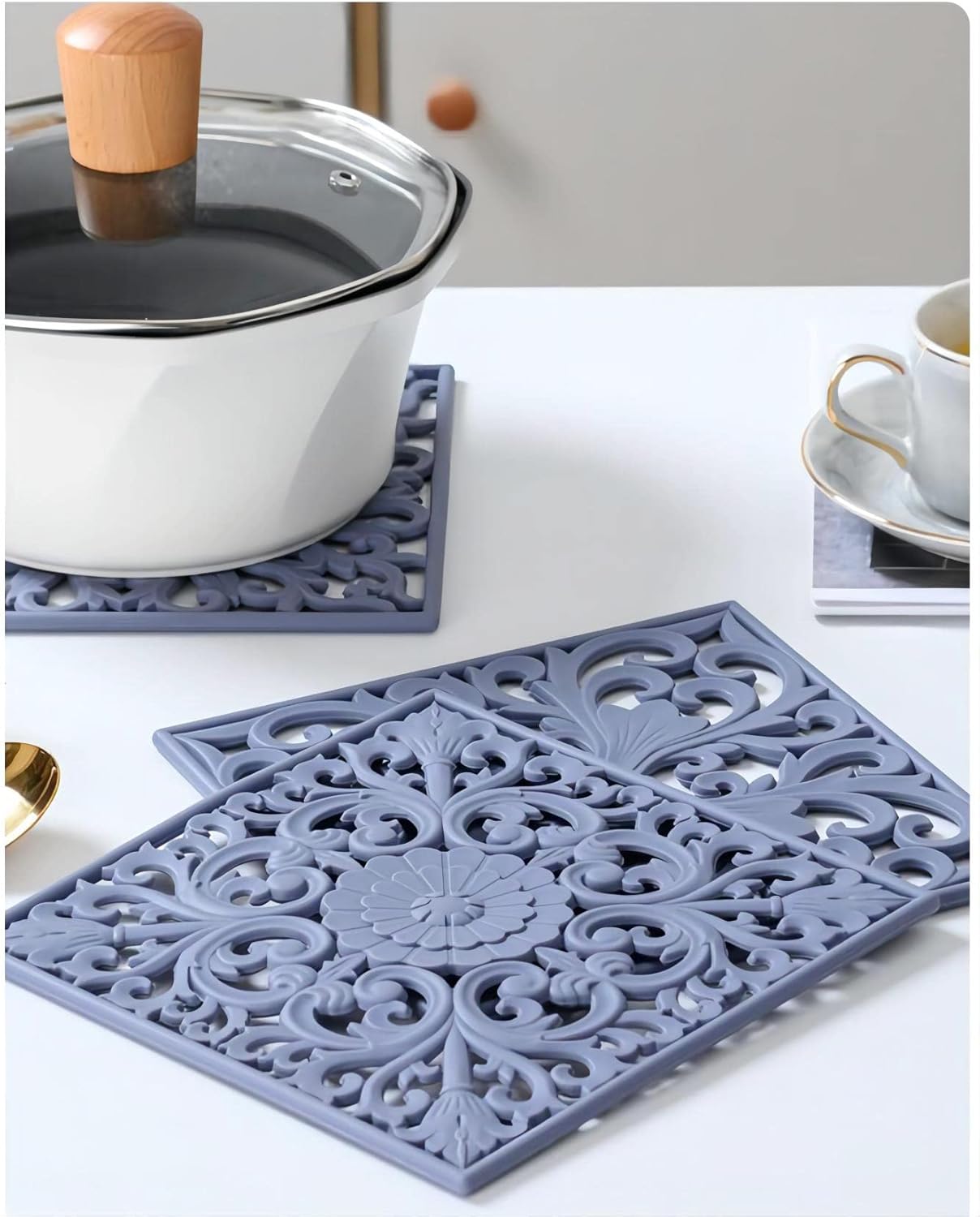 Square Microwave Cover Mat / D: Square-burgundy