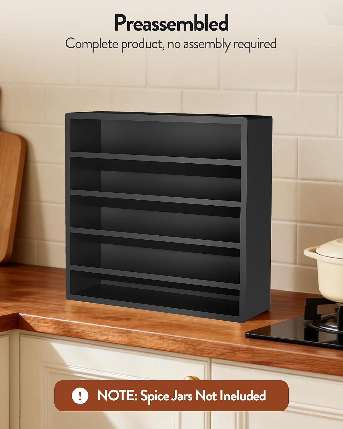 Orimade 4 Tier Spice Rack Organizer for Cabinet, Freestanding Bamboo Seasoning Rack for Countertop, Cupboard, Pantry