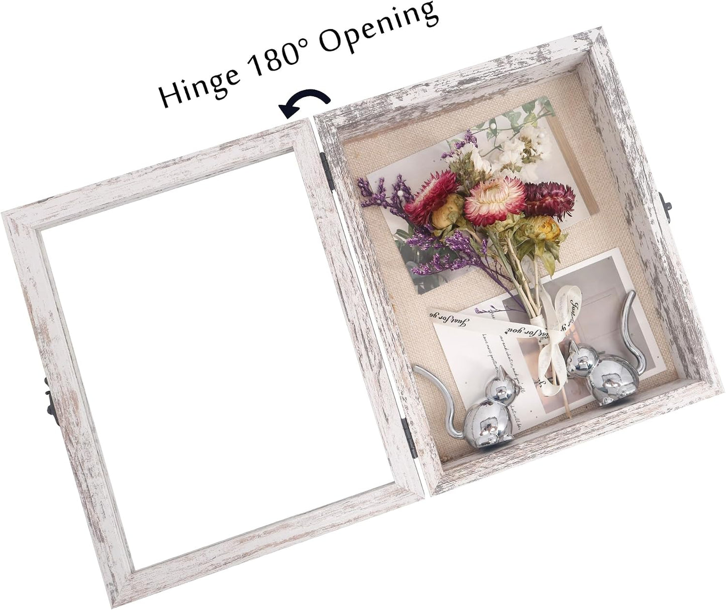 Small Wall Mounted Shadow Box Frame 8x10 with Real Glass,White | 1.5in Display Case for Collectibles,Pictures,Pet