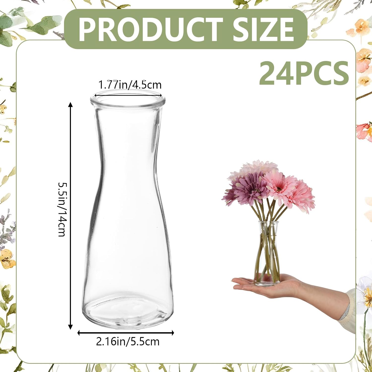 Glass Bud Vases for Centerpieces Small Flower Vase Modern Decorative Vases Mini / Clear / Set of 24