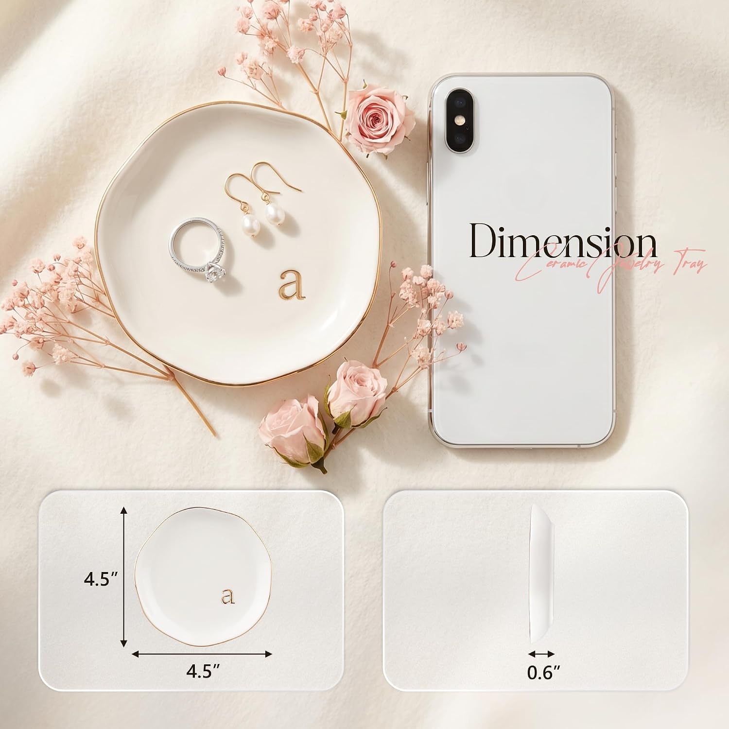 Ceramic Jewelry Tray / A / White