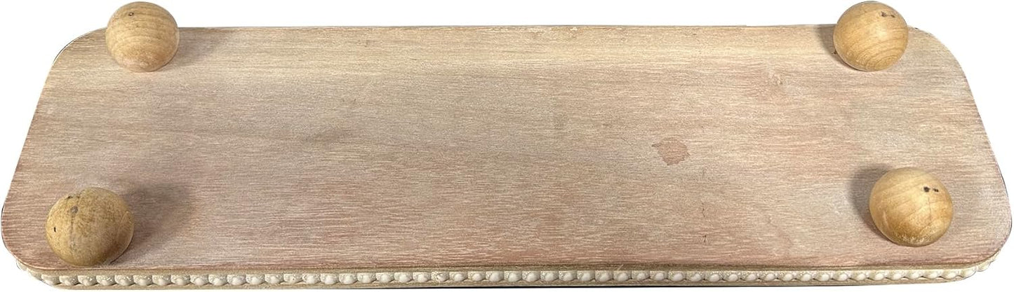 Oval Wooden Decorative Tray / White Wash