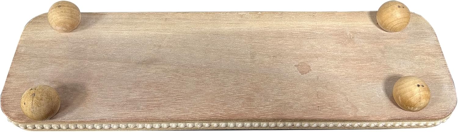 Oval Wooden Decorative Tray / White Wash